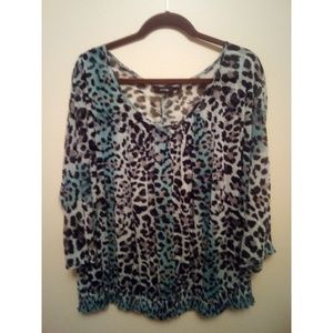 Apt. 9 blue animal print blouse